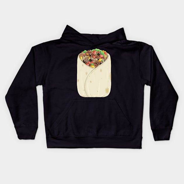 National Burrito Day Mexican Food Lover Kids Hoodie by Noseking